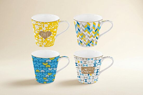 0128 CMCU 4'LÜ PORSELEN KULPLU BARDAK 300 ML CUP OF COFFEE - 2