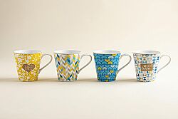 0128 CMCU 4'LÜ PORSELEN KULPLU BARDAK 300 ML CUP OF COFFEE - KERVAN