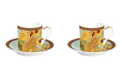 0169 VAN1 2'Lİ TÜRK KAHVESİ FİNCAN TAKIMI 75 ML. VASE WİTH TWELVE SUNFLOWERS - HSH-KRVN ORTAK