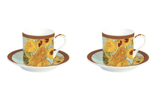 0169 VAN1 2'Lİ TÜRK KAHVESİ FİNCAN TAKIMI 75 ML. VASE WİTH TWELVE SUNFLOWERS - 1