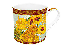 0170 VAN1 Fine China Kulplu Bardak 300 ml - Vase With Twelve Sunflowers - KERVAN