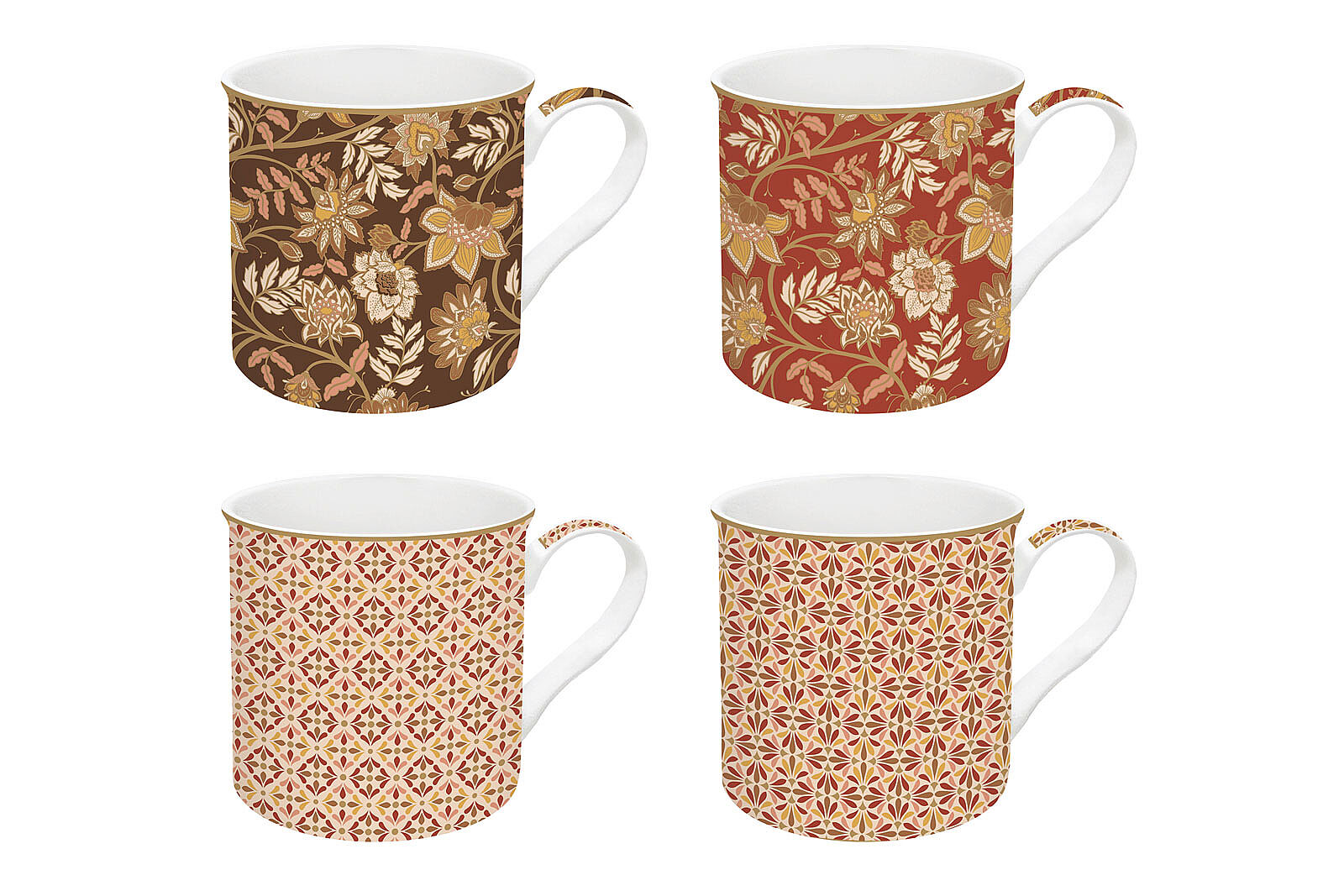 0179 FREV 4'lü Fine China Porselen Kulplu Bardak Seti 300 ml