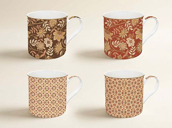 0179 FREV 4'lü Fine China Porselen Kulplu Bardak Seti 300 ml - 1