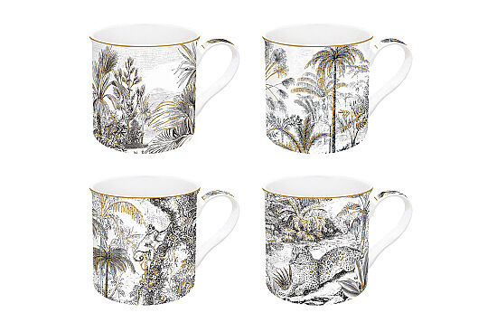 0179 RETR 4'lü Fine China Porselen Kulplu Bardak Seti 300 ml - 1