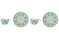 0921 MEBL 2'Lİ PORSELEN KAHVE FİNCAN 110 ML VE TABAĞI SETİ - MAVİ - KERVAN