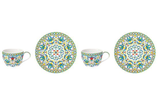 0921 MEBL 2'Lİ PORSELEN KAHVE FİNCAN 110 ML VE TABAĞI SETİ - MAVİ - 1