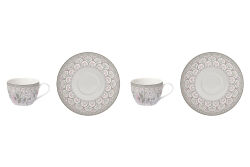 0922 KAGR 2'Lİ PORSELEN ÇAY FİNCAN 240 ML VE TABAĞI SETİ - YEŞİL - KERVAN