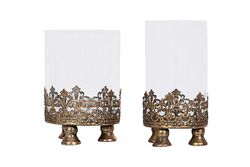 1029 DEKORATİF METAL 2 Lİ ŞAMDAN 10.5*20 + 12.5*23 CM - KERVAN