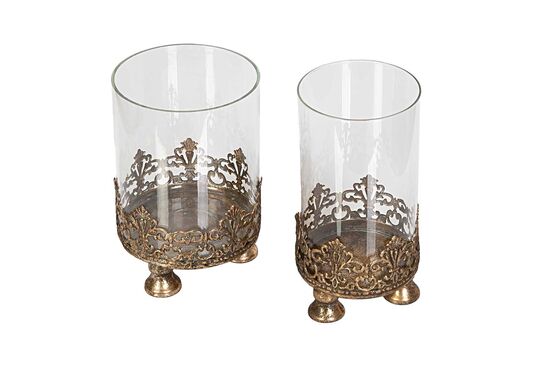 1029 DEKORATİF METAL 2 Lİ ŞAMDAN 10.5*20 + 12.5*23 CM - 2