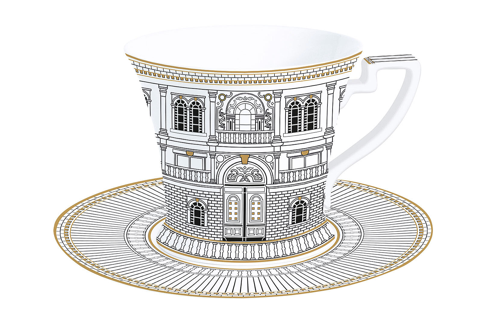 1186 PLZO  Porselen Fincan 200 ml ve Tabağı