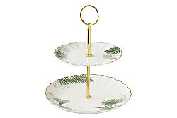 1284 EXOT PORSELEN 2 KATLI PASTA TABAĞI Ø 16CM / Ø 21CM - KERVAN