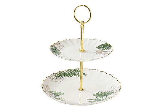 1284 EXOT PORSELEN 2 KATLI PASTA TABAĞI Ø 16CM / Ø 21CM - 1