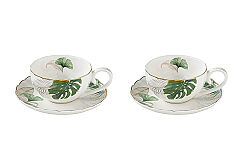 1288 EXOT 2'Lİ PORSELEN KAHVE FİNCANI 100 ML & ÇAY TABAĞI - KERVAN