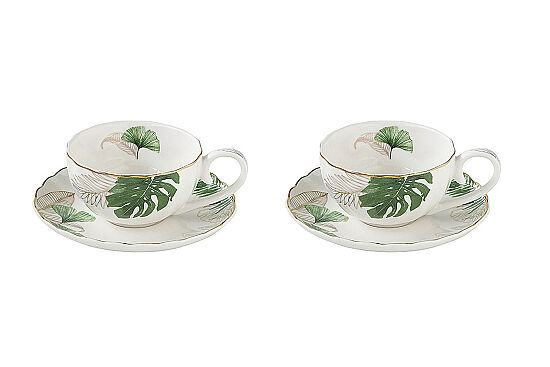 1288 EXOT 2'Lİ PORSELEN KAHVE FİNCANI 100 ML & ÇAY TABAĞI - 1