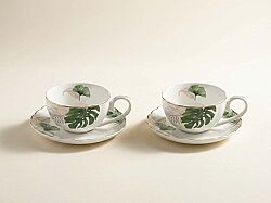 1288 EXOT 2'Lİ PORSELEN KAHVE FİNCANI 100 ML & ÇAY TABAĞI - KERVAN