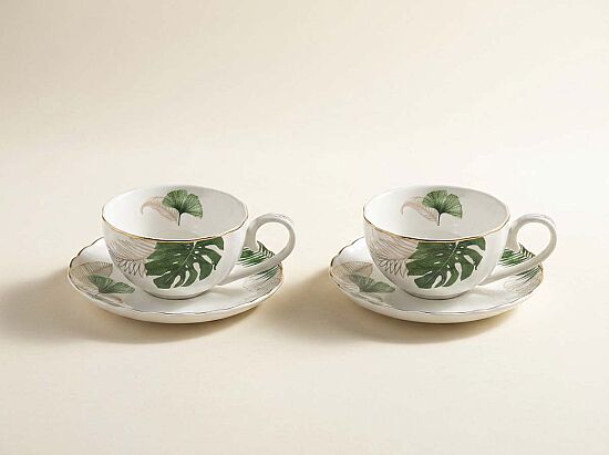 1288 EXOT 2'Lİ PORSELEN KAHVE FİNCANI 100 ML & ÇAY TABAĞI - 1