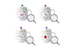 1370 FGAR Porselen Kupa Kapaklı ve Metal Demlikli 450 ml - KERVAN