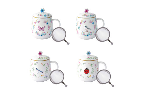 1370 FGAR Porselen Kupa Kapaklı ve Metal Demlikli 450 ml - 1