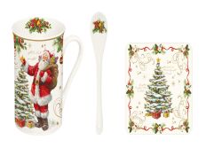 1459 MAGI Porselen Kulplu Bardak Kaşıklı ve Bardak Altlıklı 300 ml - KERVAN