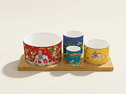 1468 MARA 4 Parça Porselen Meze Seti Bambu Tepsili 29 x 13 cm - KERVAN
