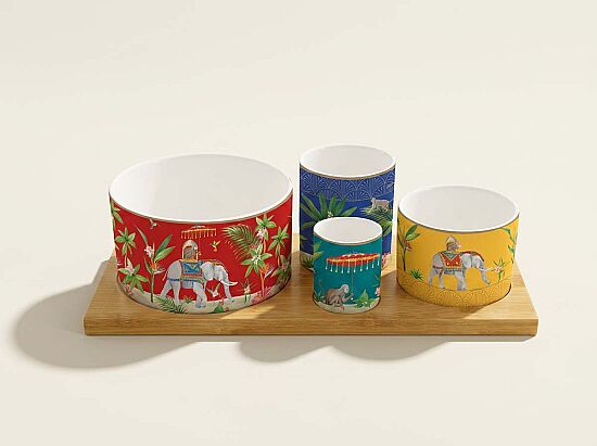 1468 MARA 4 Parça Porselen Meze Seti Bambu Tepsili 29 x 13 cm - 1