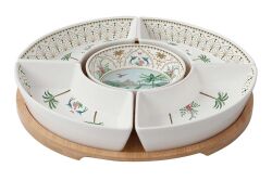 1469 PASA 5 Parça Porselen Meze Seti Bambu Tepsili 25 cm - KERVAN