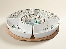 1469 PASA 5 Parça Porselen Meze Seti Bambu Tepsili 25 cm - KERVAN