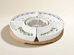 1469 SPAR 5 Parça Porselen Meze Seti Bambu Tepsili 25 cm - KERVAN