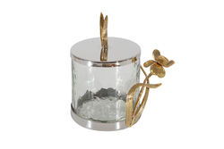 14881 KAPAKLI KAVANOZ GOLD IRIS KOLEKSIYON 13x10x15cm - KERVAN