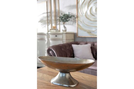 15925 DEKORATIF OVAL KASE GOLD 55x26x20cm