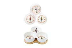 2181 NUTC 3 Parça Porselen Meze Seti Bambu Tepsili 20,5 x 17 cm - KERVAN