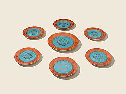 2648OR-26PP-10.5 PASTA SETI TURUNCU (1ADET 27cm- 6ADET 20cm TABAK) - TABAK