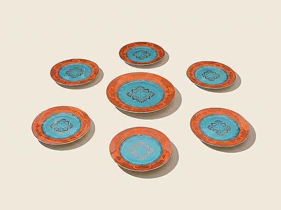 2648OR-26PP-10.5 PASTA SETI TURUNCU (1ADET 27cm- 6ADET 20cm TABAK) - 1