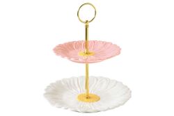 3177 DASY 2 Katlı Porselen Sunumluk 16 cm / 21 cm - KERVAN