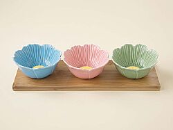 3179 DASY 3 Parça Porselen Meze Seti Bambu Tepsili 10 cm - KERVAN
