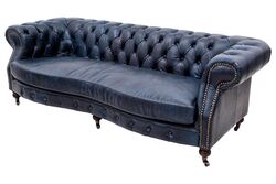 6018-3D UCLU KOLTUK DERI KAPITONELI MAVI 224x100x73cm - KERVAN