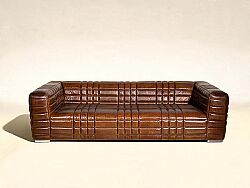 6042-3D UCLU KOLTUK DERI KAHVE 112x254x67cm - KERVAN