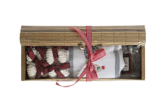 6'LI KOZALAK KOKU TAŞI/ÇOKLU AĞAÇ NAKIŞLI HAVLU 50x75 cm KUTULU SET BEYAZ - 3