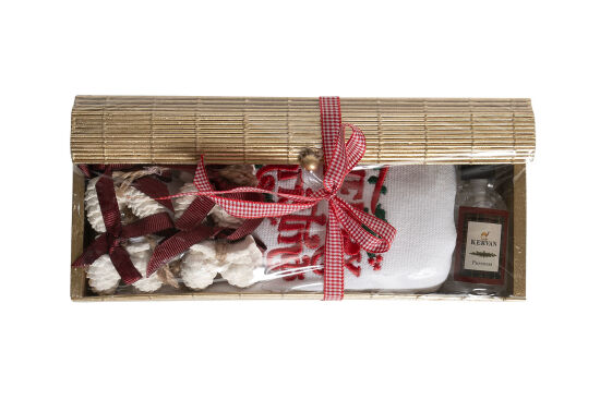 6'LI KOZALAK KOKU TAŞI/MERRY CHRISTMAS NAKIŞLI HAVLU 50x75 cm KUTULU SET BEYAZ - 4
