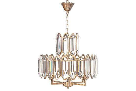 771-53 KUBBELİ CAMLI AVİZE 53cm ANTİK - 1