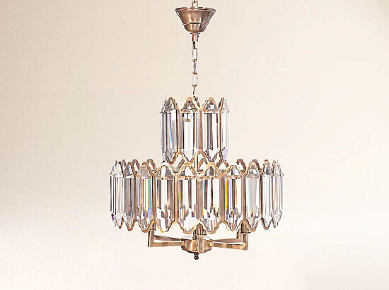 771-53 KUBBELİ CAMLI AVİZE 53cm KOYU ANTİK - 1