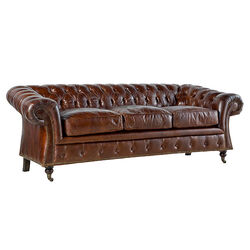 KERVAN - 8819-3D CHESTER DERI KOLTUK UCLU KAHVE 207x89x73cm 611DB