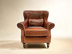 890 DERI BERJER ESKITILMIS KAHVE 90x80x95cm 611DB - KERVAN