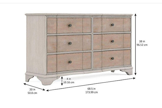 ALCOVE DRESSUAR KREM-KAHVE 6 ÇEKMECE 51x174x96.52cm 321130-2801 - 5