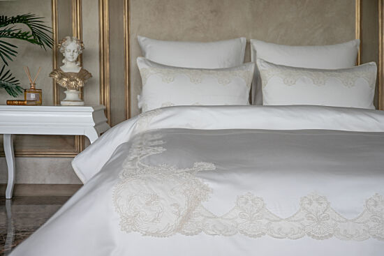 ALMES NEVRESIM TAKIMI KREM-GOLD KING SIZE 260x240cm 6 PRC - 2