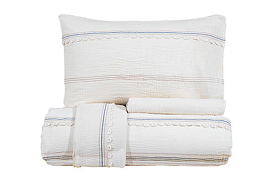 ANTONİN NEVRESİM TAKIMI 240X220 4 PRC ECRU-MAVİ - 5