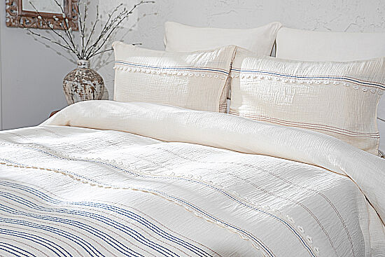 ANTONİN NEVRESİM TAKIMI 240X220 4 PRC ECRU-MAVİ - 2