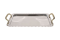 ANYMOON Dikdörtgen Tepsi L ( Gümüş) 53x29x5 CM SB-18471-SL-L - 2
