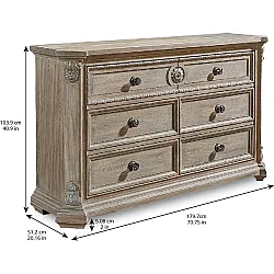 ARCH SALVAGE DRESSUAR 6 ÇEKMECE KAHVE 51x180x104cm 233130-2802 - 2
