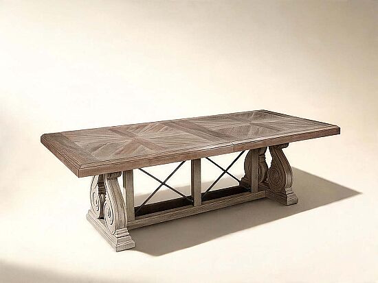 ARCH SALVAGE YEMEK MASASI AÇILIR KAHVE 116,80x280x(345)x76cm 233221-2802TP-BS - 1